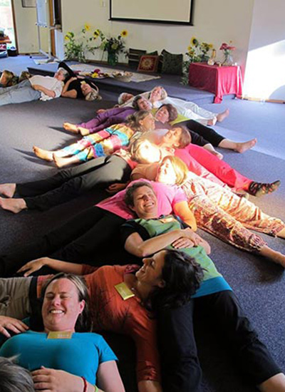 Enjoying a 'tummy relaxation train' on the Dru Kids & Teens Course